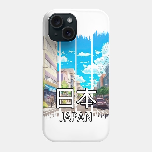 Tokyo Street Sunny Day Cityscape – Anime Shirt Phone Case by KAIGAME Art