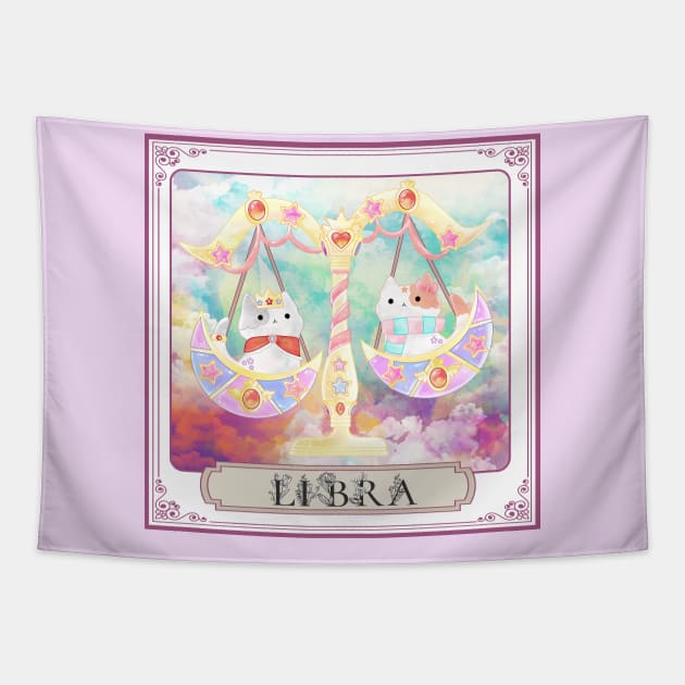 Libra Horoscope Twin Cats Tapestry by FungibleDesign