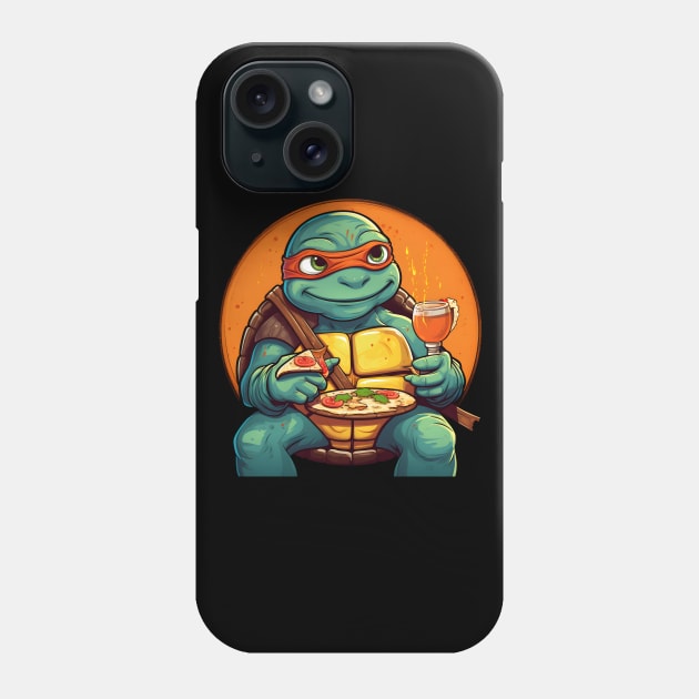 cute Michelangelo eating pizza Phone Case by Space wolrd