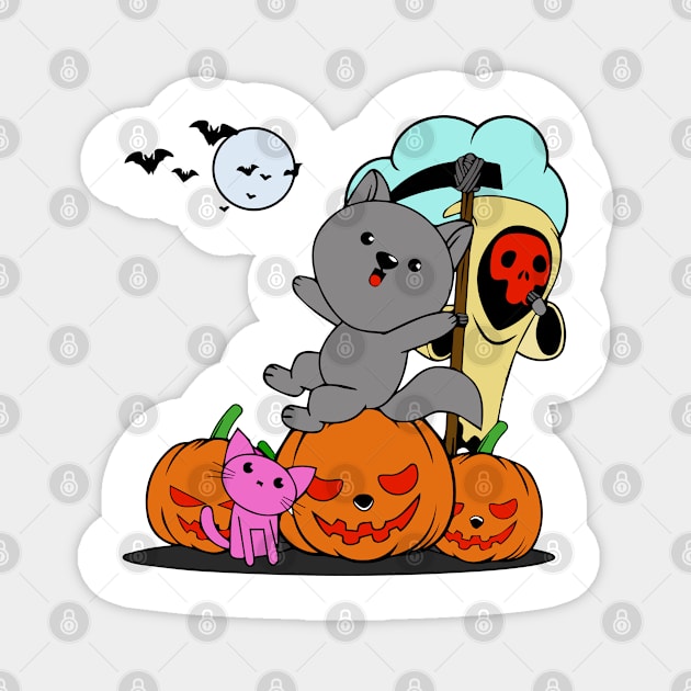 Halloween pumpkins with bats and squirrel Magnet by Right-Fit27