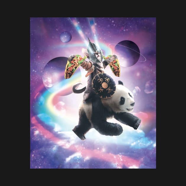 Lazer Warrior Space Cat Riding Panda With Taco by Random Galaxy