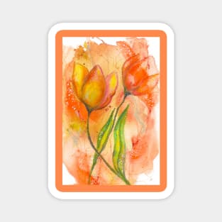 Orange Flower Abstract Magnet