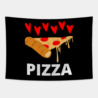 Pizza slice with red hearts gifts for pizza lovers Tapestry