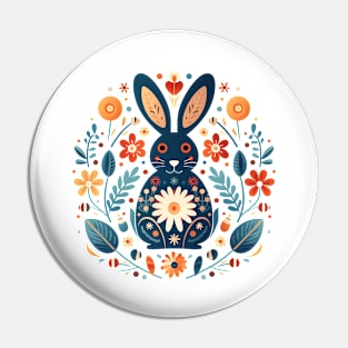 Scandinavian Folk Art Bunny Pin