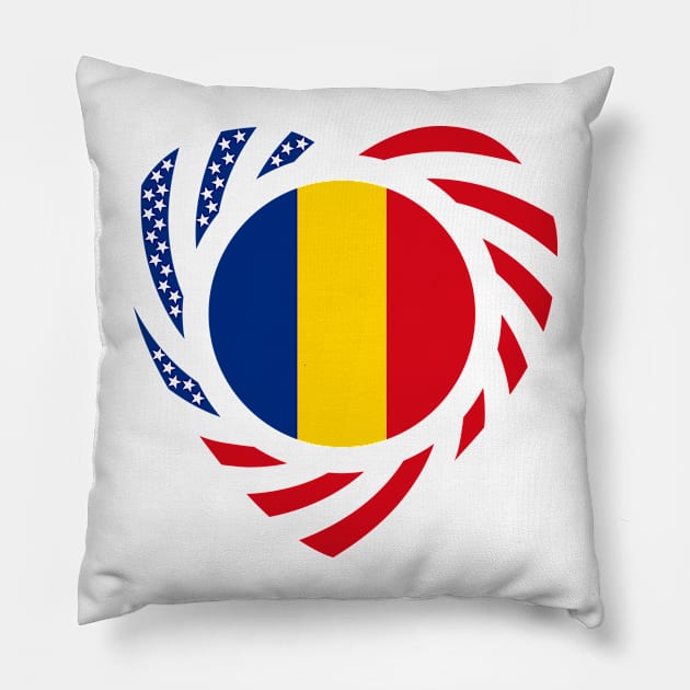 Romanian American Multinational Patriot Flag (Heart) Pillow by Village Values