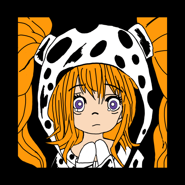 Anime girl hottie with Cow print hoodie by TinymommaDesigns