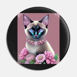 Radiant Siamese Cat With a Pink-Tastic Theme Pin