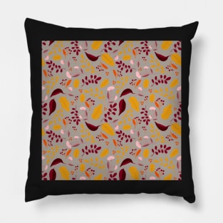 Pattern with colourful autumn leaves and flowers in beige Pillow