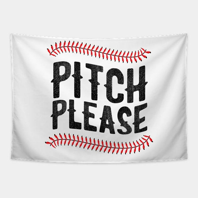 Pitch Please Funny Baseball Softball Season Tapestry by TheVintageChaosCo.