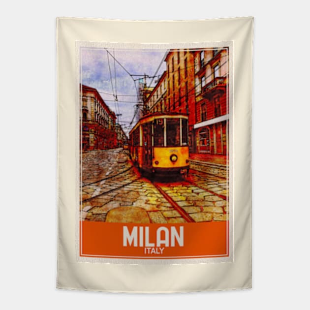 Milan Italy Travel Art Tapestry by faagrafica