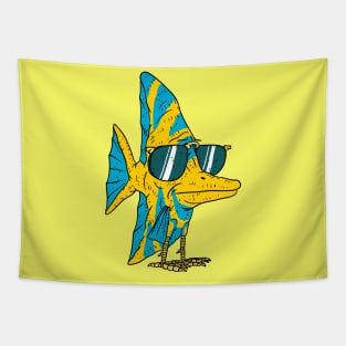 chicken fish friend. a fish with sunglasses. confused evolution. Tapestry