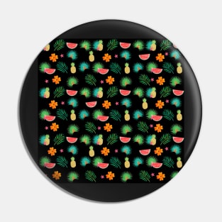 Tropical Fruit, Palms, and flowers Pattern Pin