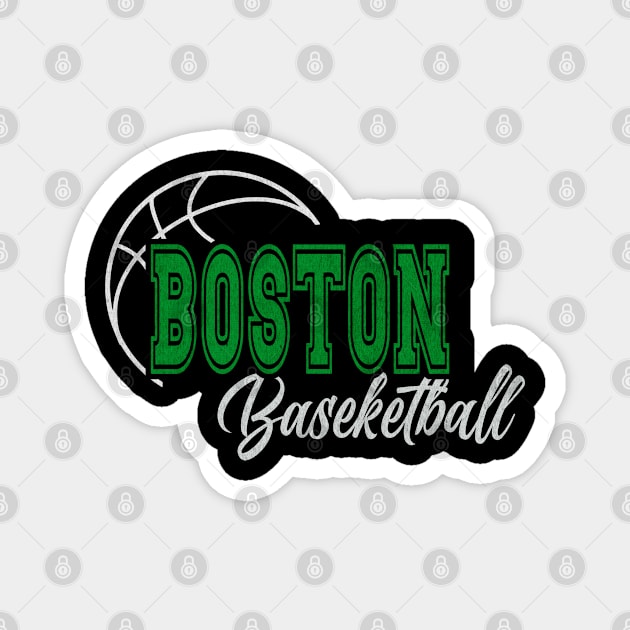 Classic Name Boston Vintage Styles Green Basketball Magnet by Irwin Bradtke