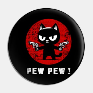 PEW PEW! Black Cat Vintage Halftone Pin