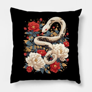 snake and flowers Pillow