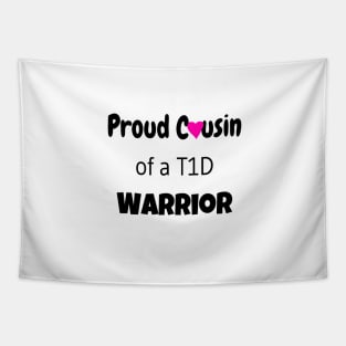 Proud Cousin - Black Text - Pink Heart Tapestry