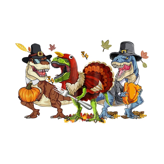 Dinosaur T-rex Turkey Halloween Shirt by Krysta Clothing