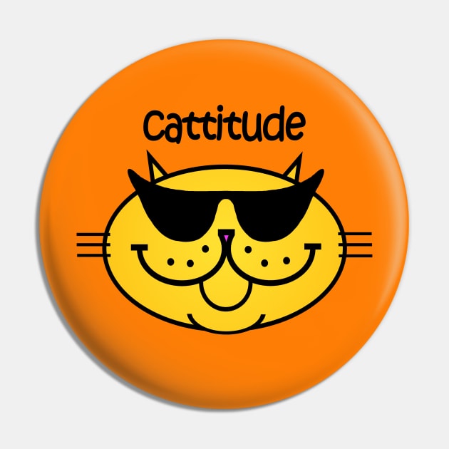 Cattitude 2 - Solid Gold Pin by RawSunArt