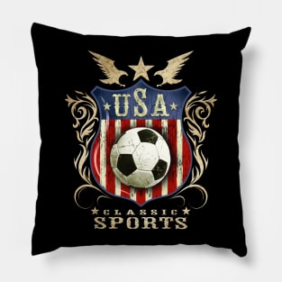 USA Classic vintage Soccer sports logo. Pillow