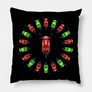 Vespa Scooter Lover Green and Red Circle Pillow