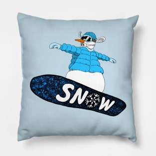 snowman on the board (blue) Pillow