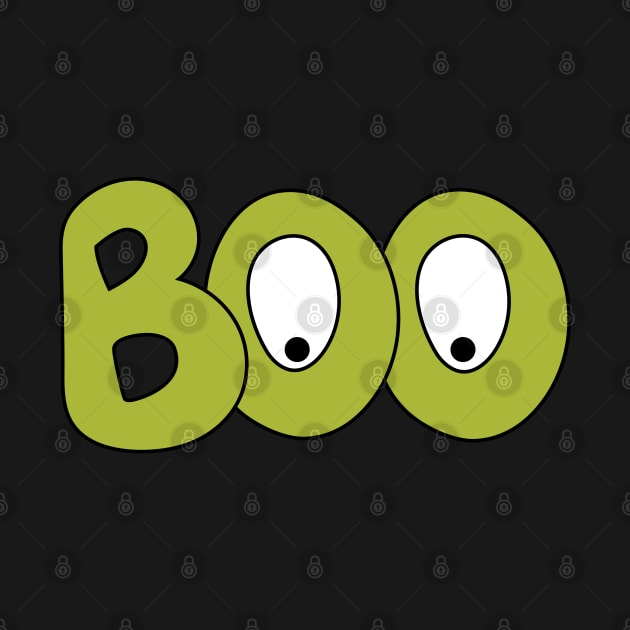 BOO text art cartoon eyes green bubble letters by Angel Dawn Design