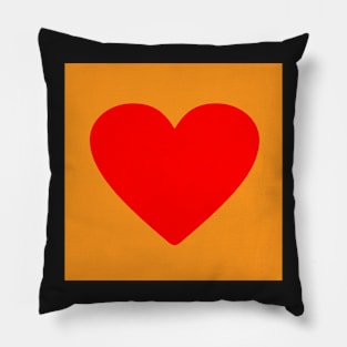 Corazón rojo sobre naranja Pillow