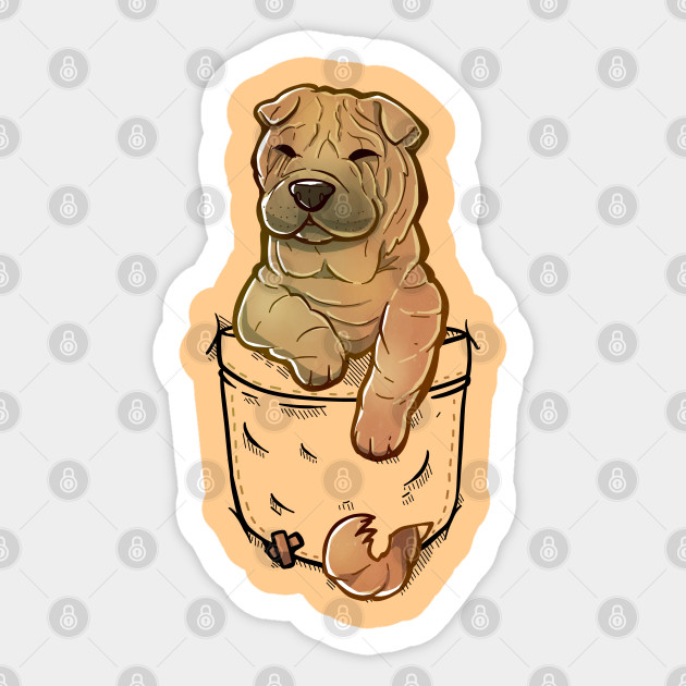 Pocket Cute Shar Pei Dog Shar Pei Dog Sticker Teepublic