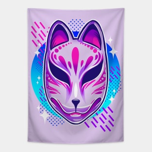 Neon Noh Kitsune Tapestry