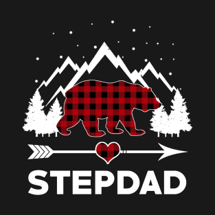 Stepdad Bear Buffalo Plaid Matching Family Christmas Pajama T-Shirt