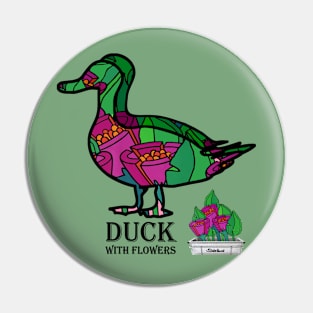 Duck With Flowers Pin