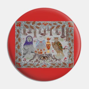 Owl Tea Party Pin