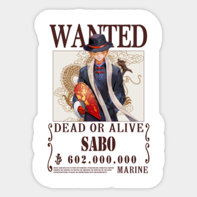 Sabo One Piece Wanted Sabo One Piece Pegatina Teepublic Mx