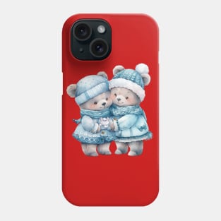 Kawaii Christmas Blue Teddy Bears Phone Case