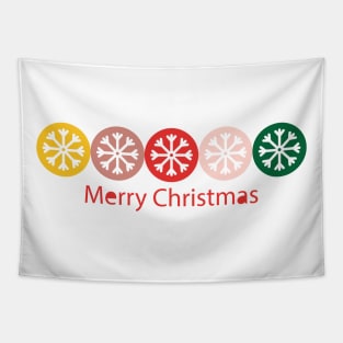 Colorful Christmas snowflakes Merry Christmas Tapestry