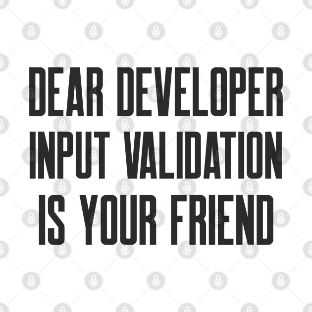 Secure Coding Dear Developer Input Validation Is Your Friend by FSEstyle