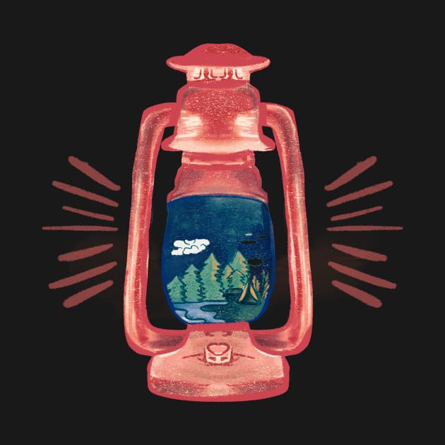 Red Lantern Camping in Nature by HabitudeSupplyCo