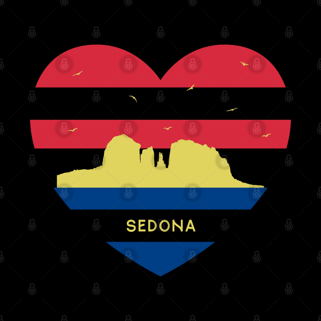 Arizona Skyline cityscape Heart Shape Birds Flying Sedona by Msafi