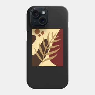 Minimal Modern  Abstract Shapes Olive Brown Leaf   Pattern Phone Case