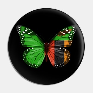 Zambian Flag  Butterfly - Gift for Zambian From Zambia Pin