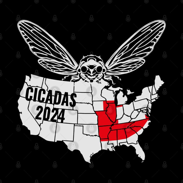 Cicada 2024 Map Cicadas invasion by TopTees