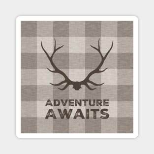 Adventure Awaits Antlers - taupe Magnet