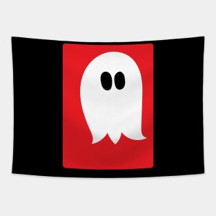 Cute ghost cartoon with BOO text in a red frame Tapestry