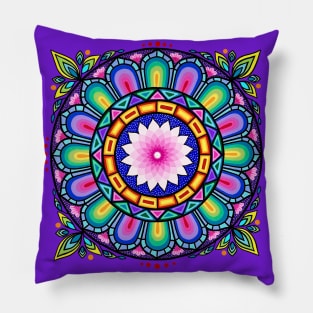 Stained Glass Window Mandala Pillow