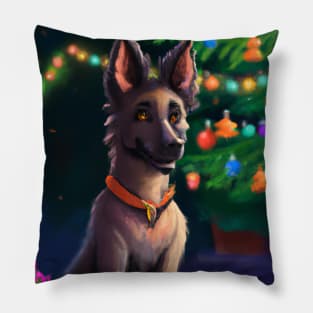 Cute Belgian Shepherd Drawing Pillow