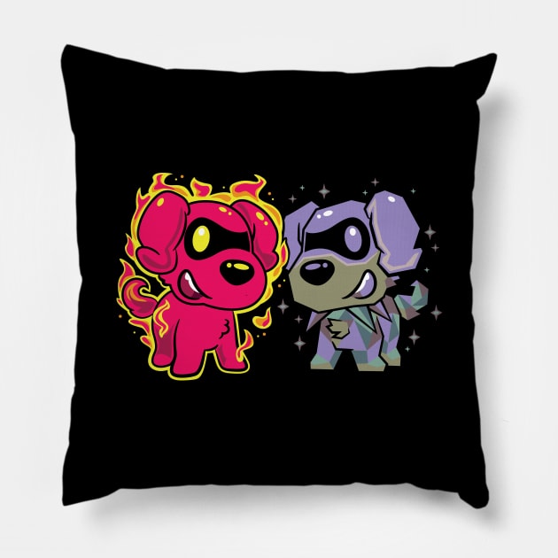 Carbon & Diamond Doggos Pillow by mikitzune