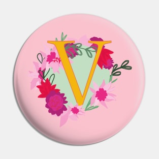 Monogram V, Personalized Initial Pin