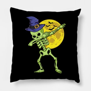 Dabbing Skeleton Witch Hat Halloween Costume Pillow