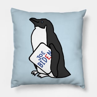 Biden Harris Supporter Penguin with Joe Biden Sign Pillow