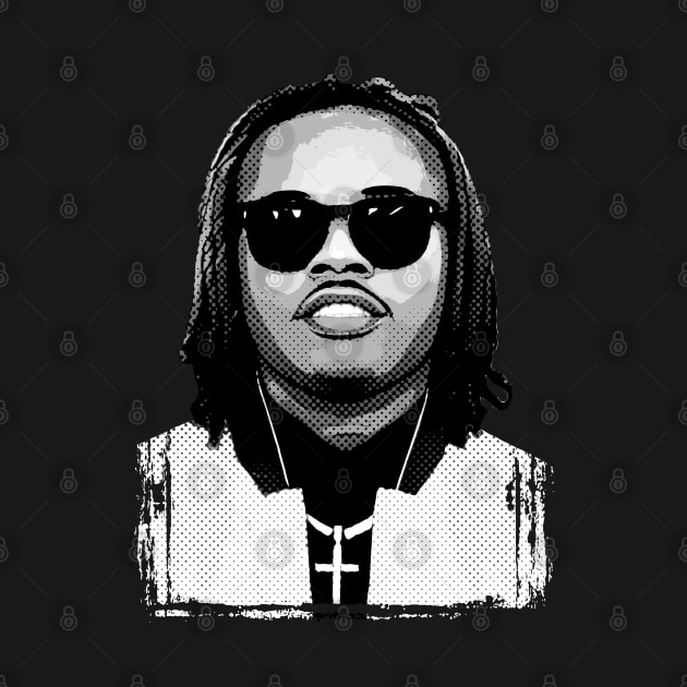 Gunna Pop Art Halftone Black and White by Mr.FansArt